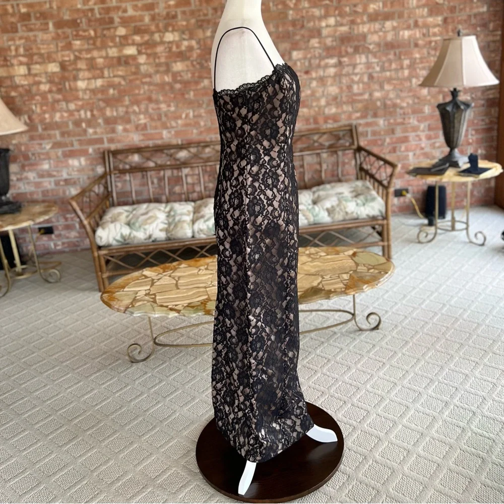 Arianna by Rachel Kaye Black Lace Nude Illusion Evening Maxi Dress 6 Cocktail - Picture 15 of 17